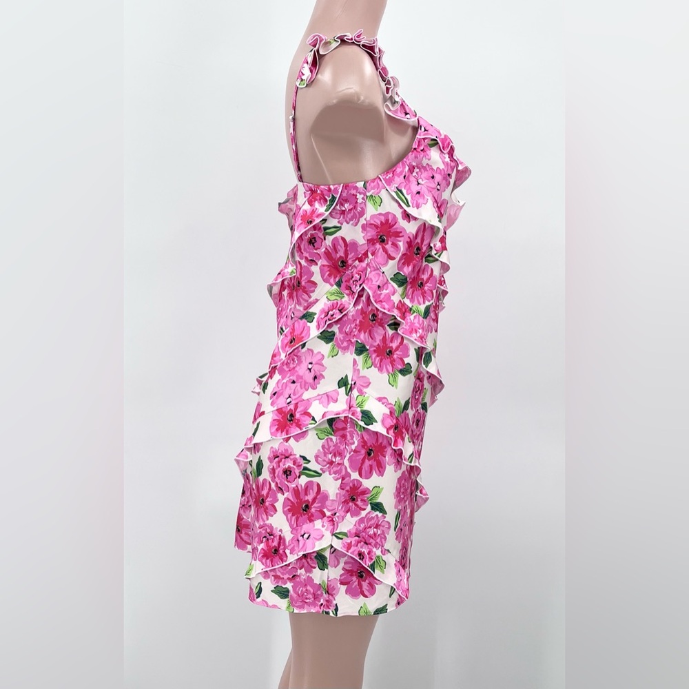 NWT Show Me Your Mumu Rosa Ruffle Pink Floral Satin Mini Dress Size Medium - Picture 5 of 15